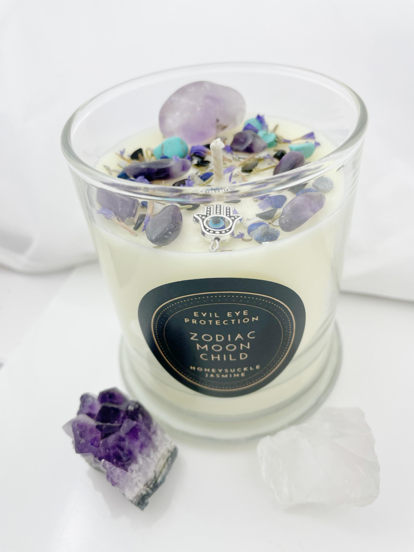 Evil Eye Protection crystal candle