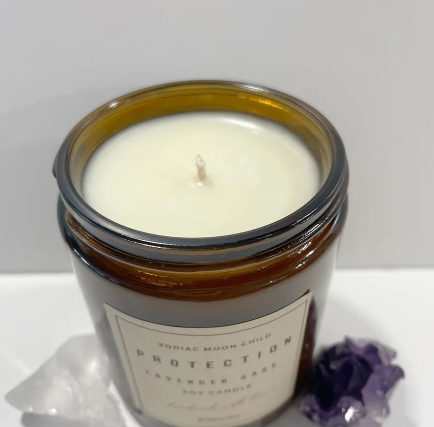 Protection & Manifestation Spiritual Soy Candle, top view