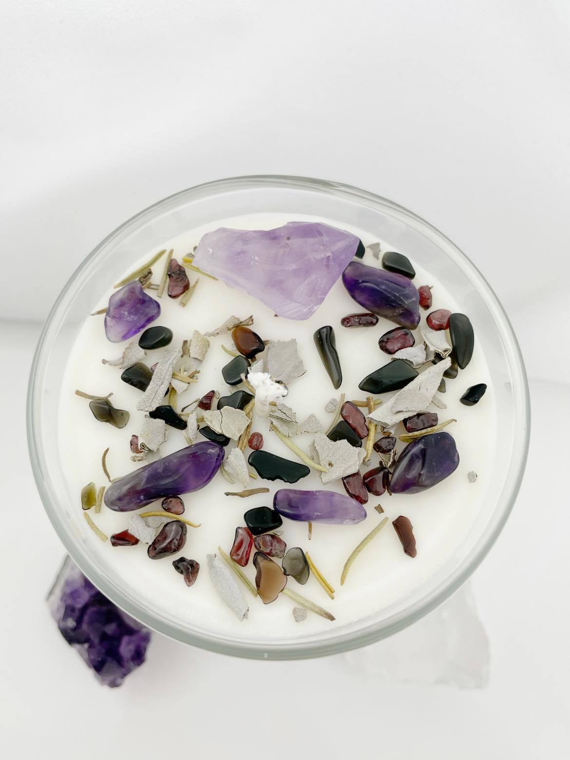 Witch’s Brew Blend Crystal Candle, top view